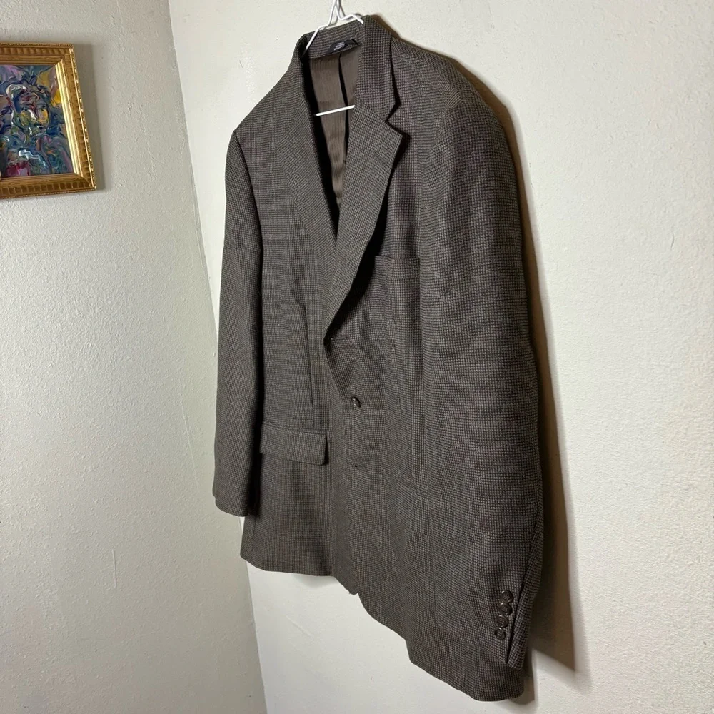 Haggar Classic Brown Wool Blend Sport Coat Size 44R